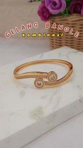 Nice Jewelry Gelang bangle dewasa mewah permata simple lapis emas gold GL 099