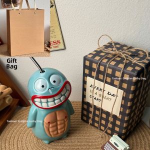 Ugly Cute Mouth Monster Ceramic Mug with Lid and 8-Pack Abs Design
