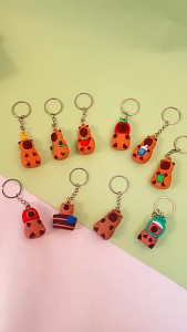 【Local Seller】Cartoon Capybara Keychain Couple Bag Charm Capybara Plush Toy Event Gift Jewelry Accessory Pufferfish