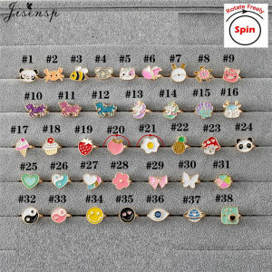 Spinner Rings Rotate Fidget Adjustable Open Finger Ring Rotatable Butterfly Daisy Animal Anti Stress Rings for Women Party Gift