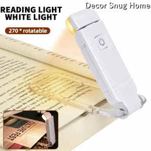 โคมไฟกลางคืนอ่านหนังสือไฟ LED ชาร์จ USB ได้แบบหนีบพับได้หรี่แสงได้ไฟฉายฉุกเฉิน แบบพกพา