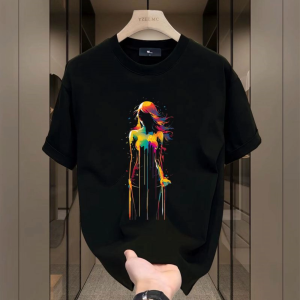 T-Shirt Wanita Ukuran Besar Desain Oversize Slim Fit Motif Elegant Streetwear Korea 2025