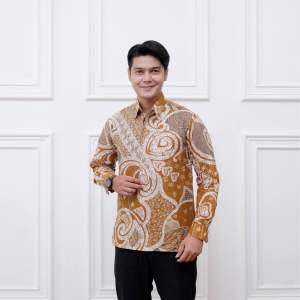 Batik Pria Lengan Panjang 2023 BATIK KONTERESPRO motif golden Kode size M L XL XXL