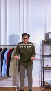 DGM Workshirt Kemeja Kerja Polos Pria Panjang Double Pocket Canvas Hitam 1794