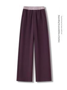 MEITESIJIAONU | Purple Loose Wide Leg Pants High Waist Elastic