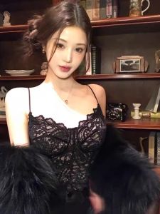 chaqi | Áo vest ngắn gợi cảm kiểu Pháp mới có đệm ngực Pure Desire Áo lót nữ tính bằng ren hở lưng Áo vest ôm vừa vặn dành cho nữ