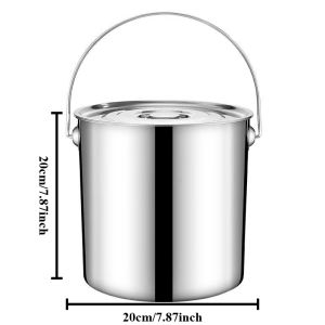 1.66Gal/6.3L Stainless Steel Bucket with Lid Portable Handheld Ice Soup Milk Pail Catering Delivery Water Storage Container