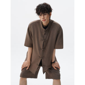 JIARONG | Casual Young Summer Thin Short Sleeve Shirt & Linen Shorts Set