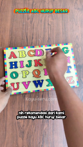 Puzzle Abjad Huruf Besar - Mainan Kayu Edukatif Membantu Anak Belajar Huruf Abjad - Kayu Seru
