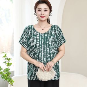 Áo Thun Tay Ngắn Cỡ Lớn Mùa Hè Cho Phụ Nữ Trung Niên Và Cao Tuổi Áo Thun Cơ Bản Thoải Mái Thoáng Khí Phong Cách Hàn Quốc