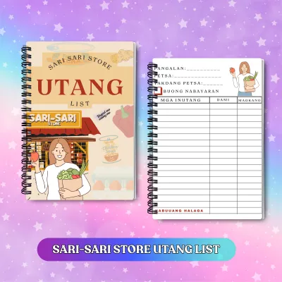 Sari-Sari Store Utang List Spiral-bound Illustrated Grocery Tracker Shopping List Budget Notebook no back print Free Ballpen