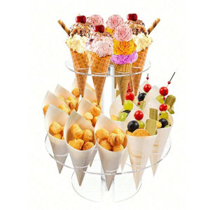 Wedding Confetti Cones Holder Display Stand Support for Wedding Cones Decorations Acrylic Cone Tray Ice Cream Storage Rack