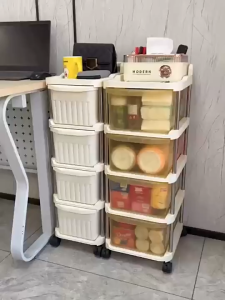 Hisoa Mobile Multi-Tier Drawer Cart | Space-Saving Rolling Organizer for Kitchen/Bathroom