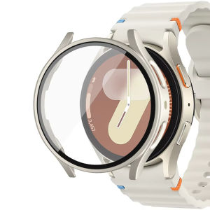Matte Hard PC Case with Tempered Glass Screen Protector for Samsung Galaxy Watch 7 6 5 4 40mm 44mm Full Protective Cover Bumper