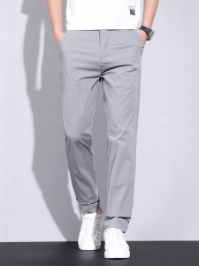 Mens Casual Long Pants Quick Dry Ice Silk Lightweight Sport Trousers Cotton Elastic Summer New Style Fashionable Brand
