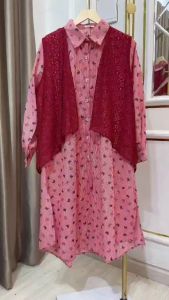 BELIFI - Marwa Tunik Atasan Wanita Katun Mix Brukat Cantik Elegant Salur Muslim