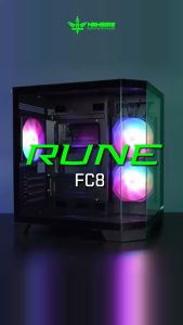 PC Case M-ATX Mini-ITX Nemesis RUNE FC8 NYK FREE 3 FAN CASE Casing CPU