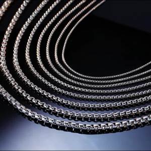 Dây Chuyền Hộp Thép Không Gỉ Dài 60cm Dày 2-4mm Trang Sức Thời Trang Quà Tặng Cho Nam Nữ Khóa Móc Tôm Hùm Cổ Điển
