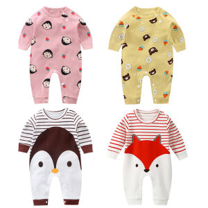 VREN Newborn Baby Clothes Girl Boy 100% Cotton Jumpsuit Cartoon Long Sleeve Romper 0-12 Month Infant Toddler Pajamas One Piece Outfit