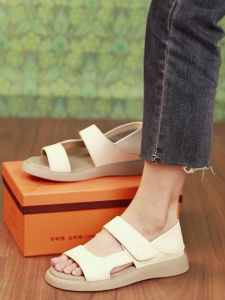 Leather Thick Heel Sports Sandals Womens Summer New Vintage Flat Casual Roman Beach Shoes Versatile Low Top Fashion Sneakers