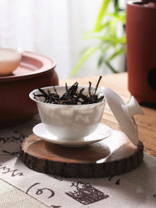 High-End Bone China Tea Cup Thin-walled Ceramic Lid Bowl for Gongfu Tea No Scalding Hand Three Elements Tea Brewing Set