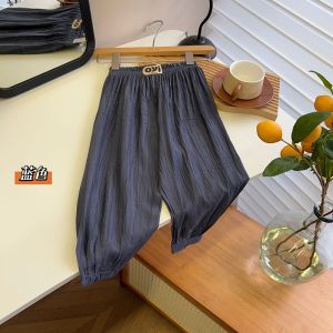 Snowflake Texture Childrens Pants Mosquito Repellent Summer Casual mid Waist Elastic Band No Gusset Breathable Nine Points