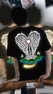 Kaos PSHT Desain Hati Bersinar Sayap Lotus Warna Hitam Merah Biru Streetwear 1922 Stylish