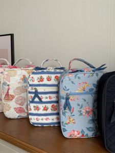 Stunning Pure Cotton Quilted Vertical Lunch Bag Large Capacity Thermal Bento Box Bag Student Waterproof Ice Pack Handbag