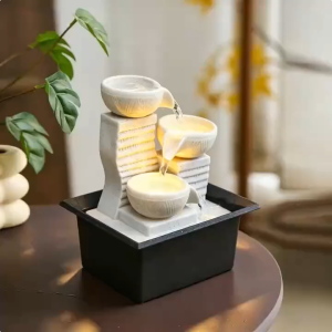 Tabletop Water Fountain with Plastic Base Feng Shui Flowing Water for Wealth Luck & Good Fortune Relaxing Zen Decor for Home Office Desk Bedroom Soothing Water Sound for Stress Relief Meditation Ideal Housewarming Business Opening Birthday Gift