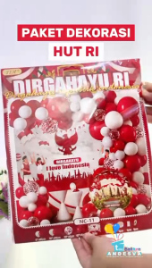 Paket Dekorasi Dirgahayu RI Background Balon Merah Putih Set Dekorasi HUT RI 17 Agustus Merah Putih