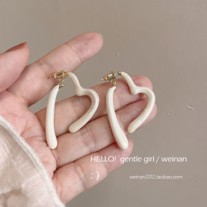 Delicate Heart Shaped Earrings Summer Style Post Hanging Mosquito Coil Dish Ear Clips Slimming Elegant Fresh out Fashion Jewelry