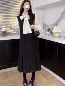 Elegant Two-Piece Set Vest Skirt Shirt Womens plus Size Slimming Waist Cinched Autumn New Style Commute Korean Version