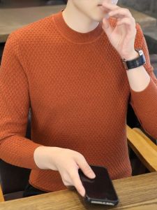 HENGYUANXIANG | Hengyuanxiang Mens Round Neck Sweater Thin Pure Color Inner Wear Base Knitwear Spring Autumn Casual Loose Fit Fashion Urban Style