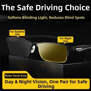 JIFANPAUL | Day-Night Transition Anti-Glare UV Protection Half-Rim Myopia Glasses for Men
