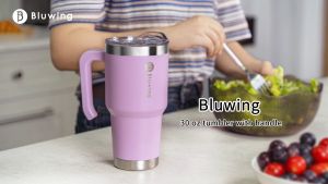 Bluwing 900ml /30oz Stainless Steel Coffee Tumbler With Handle Travel Coffee Mug with Spill Proof Lid Double Wall Vacuum Insulated Tumbler Cups Water Bottler for Women and Men