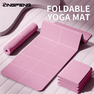 Foldable Yoga Mat TPE 61x183cm Non-Slip Portable Exercise Mat Lightweight Gym Camping Sleeping Pad Waterproof Easy Clean