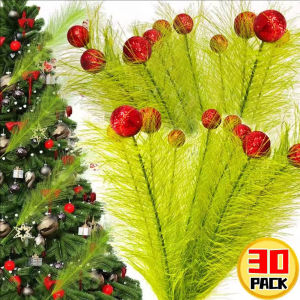 YESPERY ตกแต่งรูปหญ้าแพมปาส์30ชิ้นพร้อมพวงหรีดบ้านผลไม้เล็กๆสีแดงตกแต่งต้นคริสต์มาสพืชปลอมตกแต่งคริสต์มาสสาขา