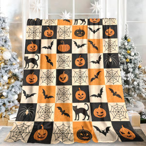 Beast Kingdom | Halloween Cute Ghost Coffee Flannel Blanket Soft Fuzzy Plush Cozy Warm Throw for Sofa Bed Couch Home Decor