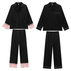 LEZIMENG | Silk Smooth Home Wear Couples Sleepwear