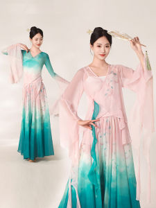 Classical Dance Costume Fairy Silk Skirt Large Swing Performance Practice Uniform for Women Traditional Chinese New National Style