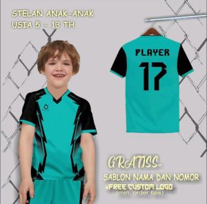 COD baju bola custom nama dan nomor punggung jersey anak stelan jersey junior U5-12th
