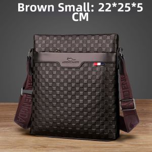 Leather Business Single Shoulder Bag Casual Crossbody Bag for Men Soft Top Layer Cowhide Backpack Grid Pattern Soft Leather