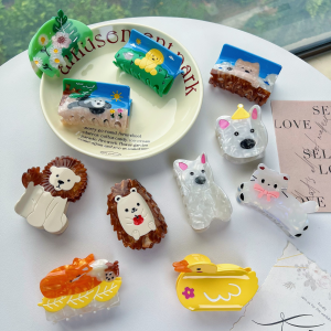 Animal (Dog Duck Lion) Claw Hair Clips. Unique and casual summer family style. Acetate handmade. High - quality. Fashion -