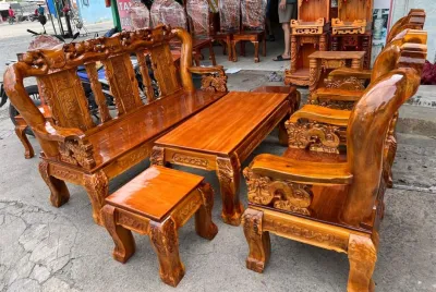 Bộ Salon Tay 10 gỗ Tràm 6 món.Bộ bàn ghế phòng khách vv