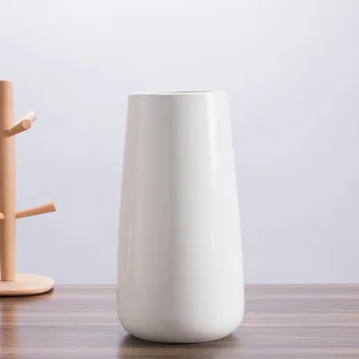 Tapered Tall White Ceramic Vase