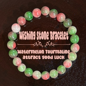 Bohemian Wishing Stone Bracelet made of Watermelon Tourmaline Beaded Stretch Bracelet ideal crystal jewelry gift