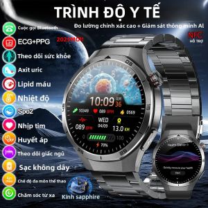 Đồng Hồ Thông Minh AMOLED DT5 Pro Dành Cho Nam Theo Dõi Điện Tâm Đồ (ECG) Nhịp Tim Mỡ Máu Axit Uric NFC Theo Dõi Thể Dục Theo Dõi Giấc Ngủ Chống Nước