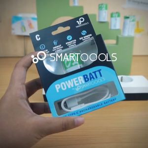 Baterai Cas Isi Ulang Smartoools PowerBatt Ukuran C Voltase 1.5V dengan port Type-C USB Rechargeable Lithium Ion Battery Charge Isi Ulang 1200 Kali