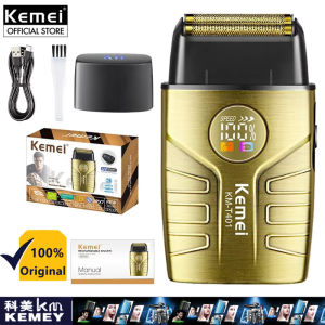 Kemei Km-T401 UV Sterilization Electric Beard Shaver Speed Adjust 10000RPM IPX7 Cordless Metal Body Profession 1400mAh Razor Men