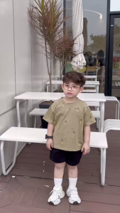 Set bộ thun tay ngắn basic cho bé trai mùa hè họa tiết cây dừa size 9 đến 28kg tuổi BERNIE H1024B23